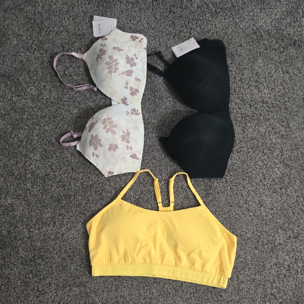 Auden Black and Yellow Bra Set